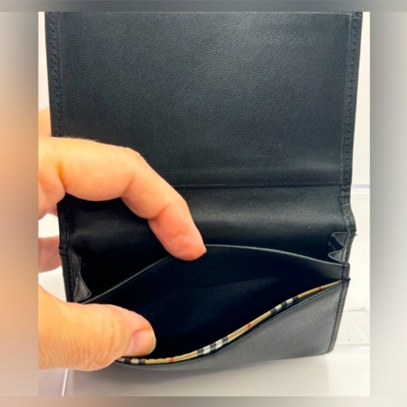 Burberry Vintage Black Calf Leather Nova Check Business Card Holder EUC - Picture 4 of 9